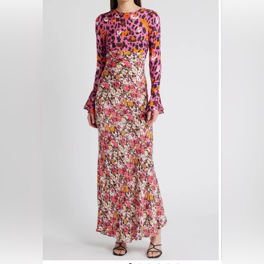 Saylor Delphine Abstract Print Satin Dress